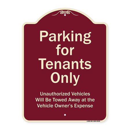 Signmission Designer Series-Parking For Tenants Only Unauthorized Vehicles Towed Away, 24" x 18", BU-1824-9939 A-DES-BU-1824-9939